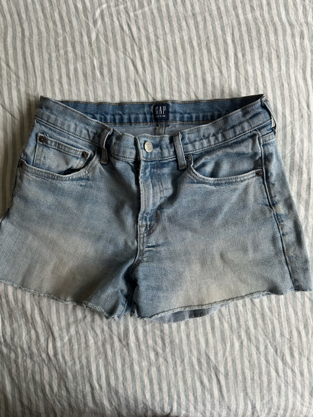 GAP Faded Light Blue High-Rise Denim Shorts